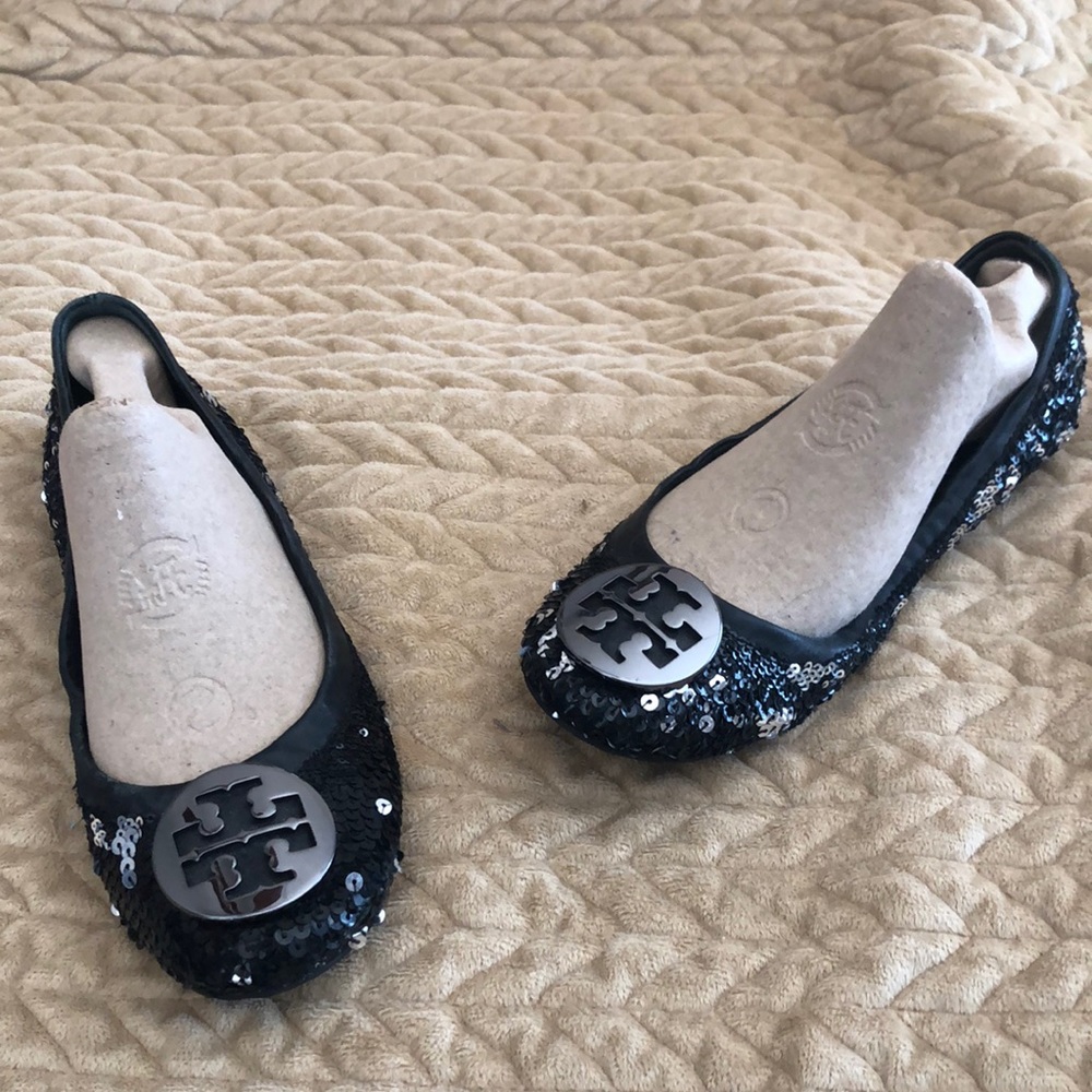 Tory Burch Black Sequined Flats